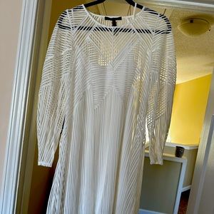 BCBG MaxAzria white sheer dress with white slip